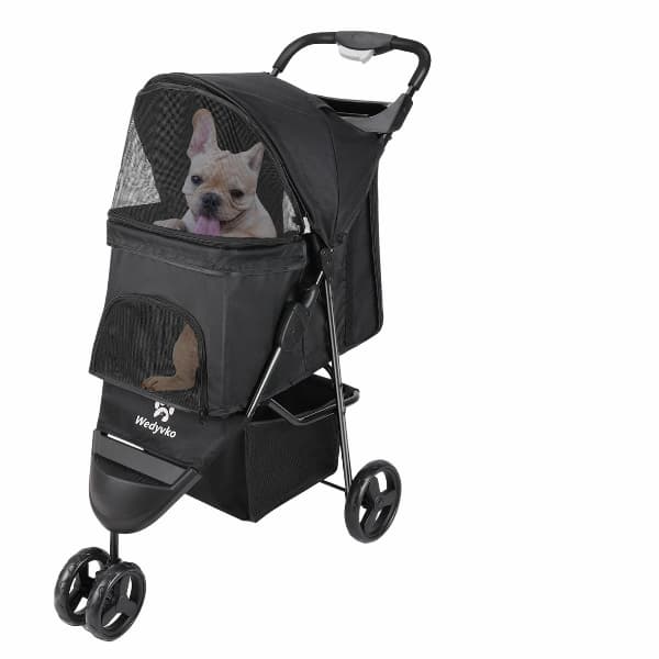 Luxury 3-Wheel Pet Stroller – Foldable Dog & Cat Pushchair with Storage Basket