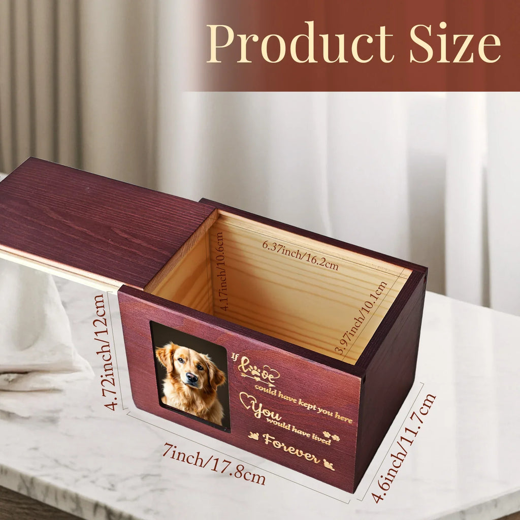 Wooden Pet Memorial Urn with Photo Frame - Dog Memorial Keepsake