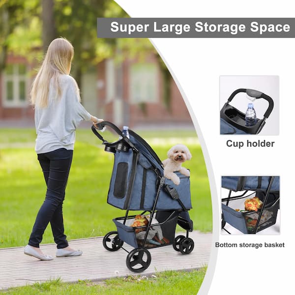 Luxury 3-Wheel Pet Stroller – Foldable Dog & Cat Pushchair with Storage Basket
