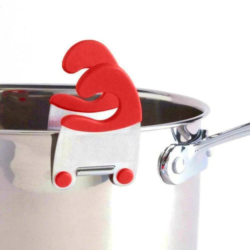 1Pcs Stainless Steel Pot Side Clips Anti-scalding Spoon Holder Kitchen Gadgets Rubber Kitchen Gadgets