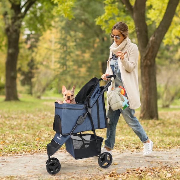 Luxury 3-Wheel Pet Stroller – Foldable Dog & Cat Pushchair with Storage Basket