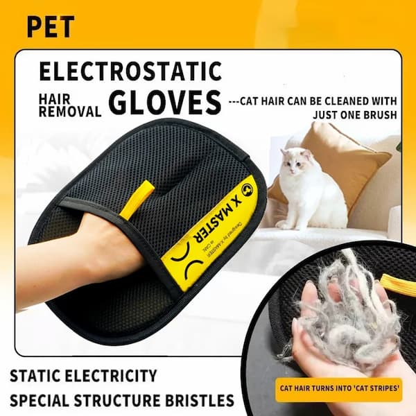 Electrostatic Pet Hair Removal Glove – Reusable Grooming & Lint Brush | Dog & Cat Deshedding Glove for Furniture, Clothes & Car Seats (1-Pack or 2-Pack)