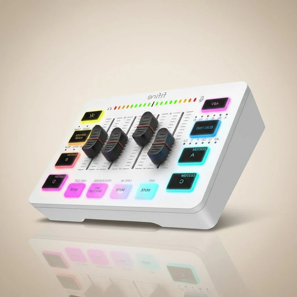 Mezclador de audio para juegos FIFINE SC3 con 4 canales RGB