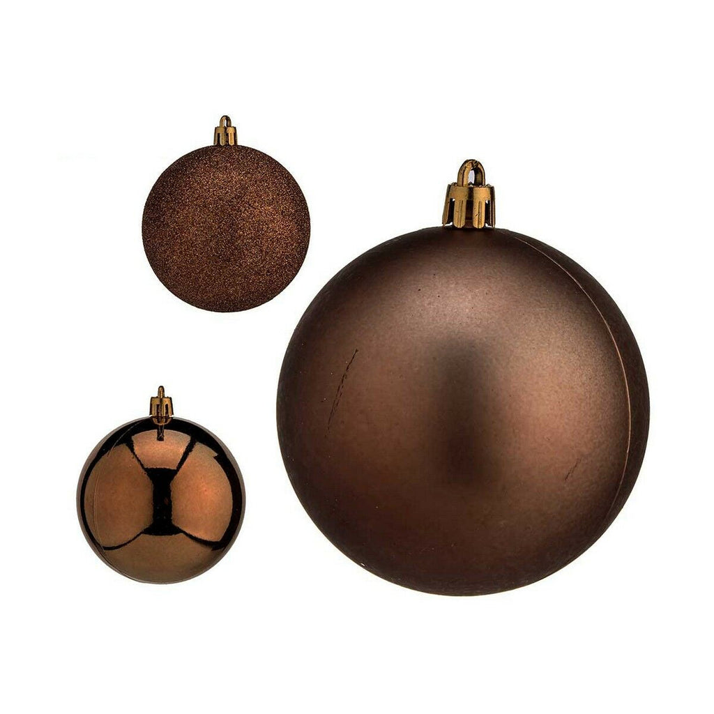 Krist+ 00782 Brown Plastic Christmas Ball Set Ø 8 cm (24 Units)