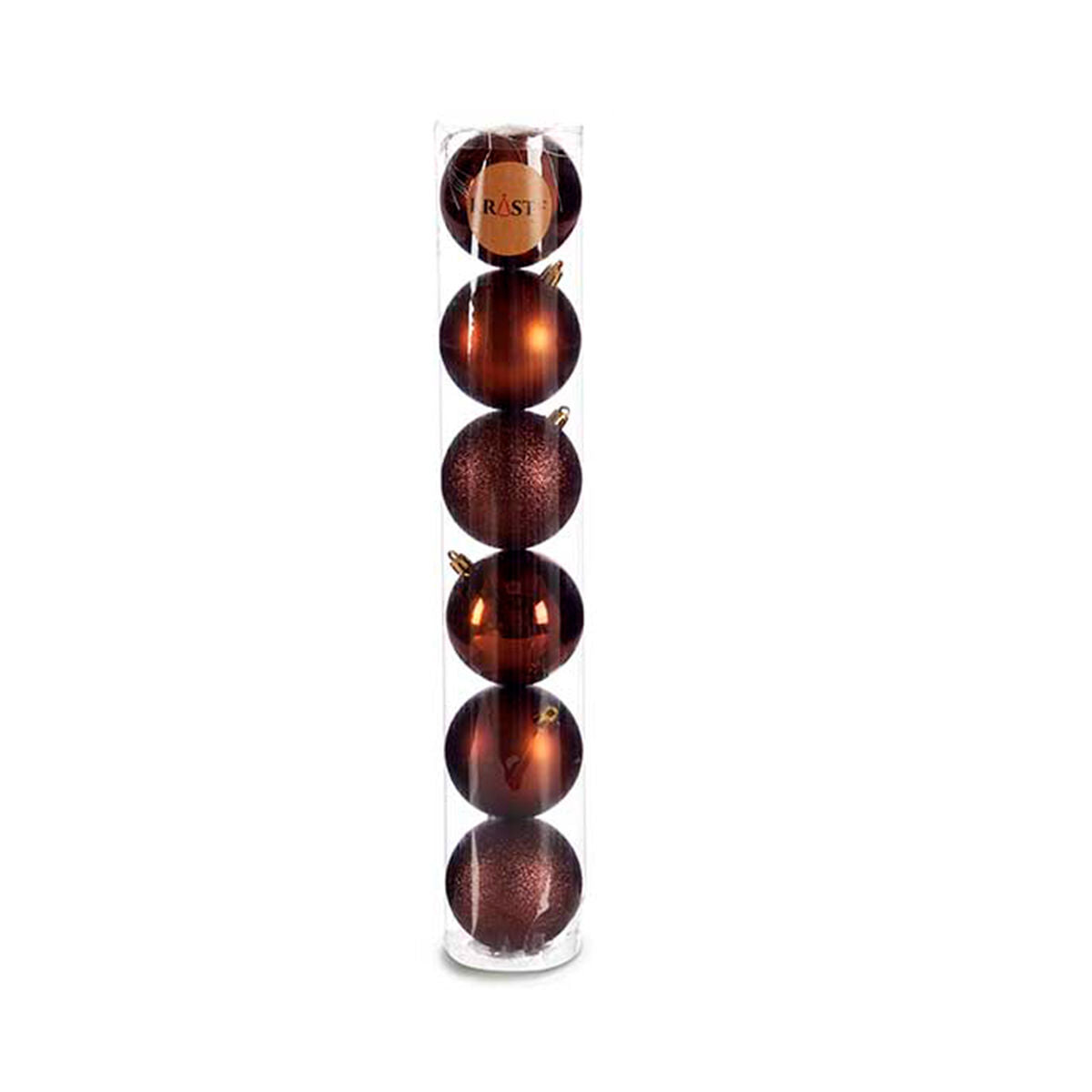 Krist+ 00782 Brown Plastic Christmas Ball Set Ø 8 cm (24 Units)
