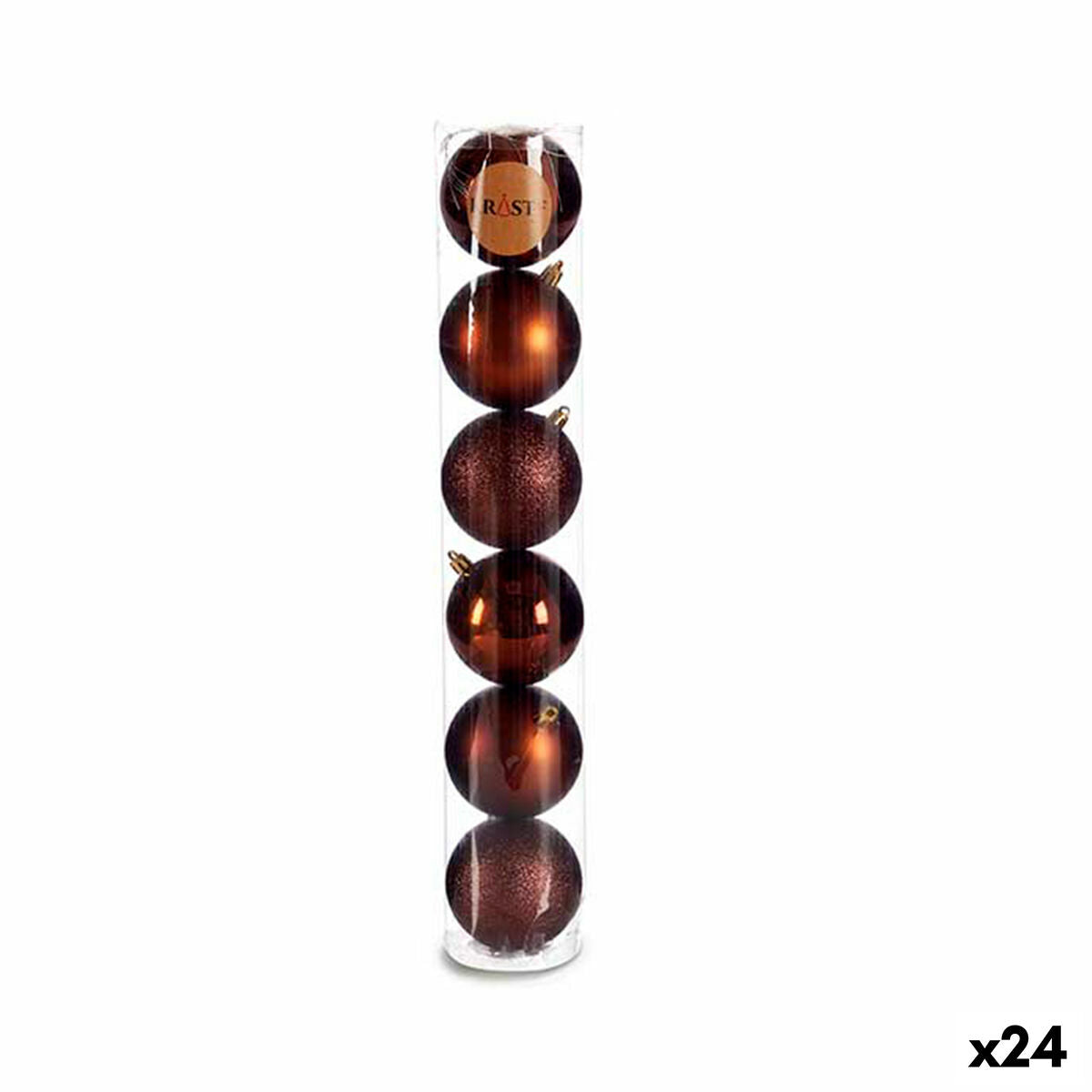 Krist+ 00782 Brown Plastic Christmas Ball Set Ø 8 cm (24 Units)