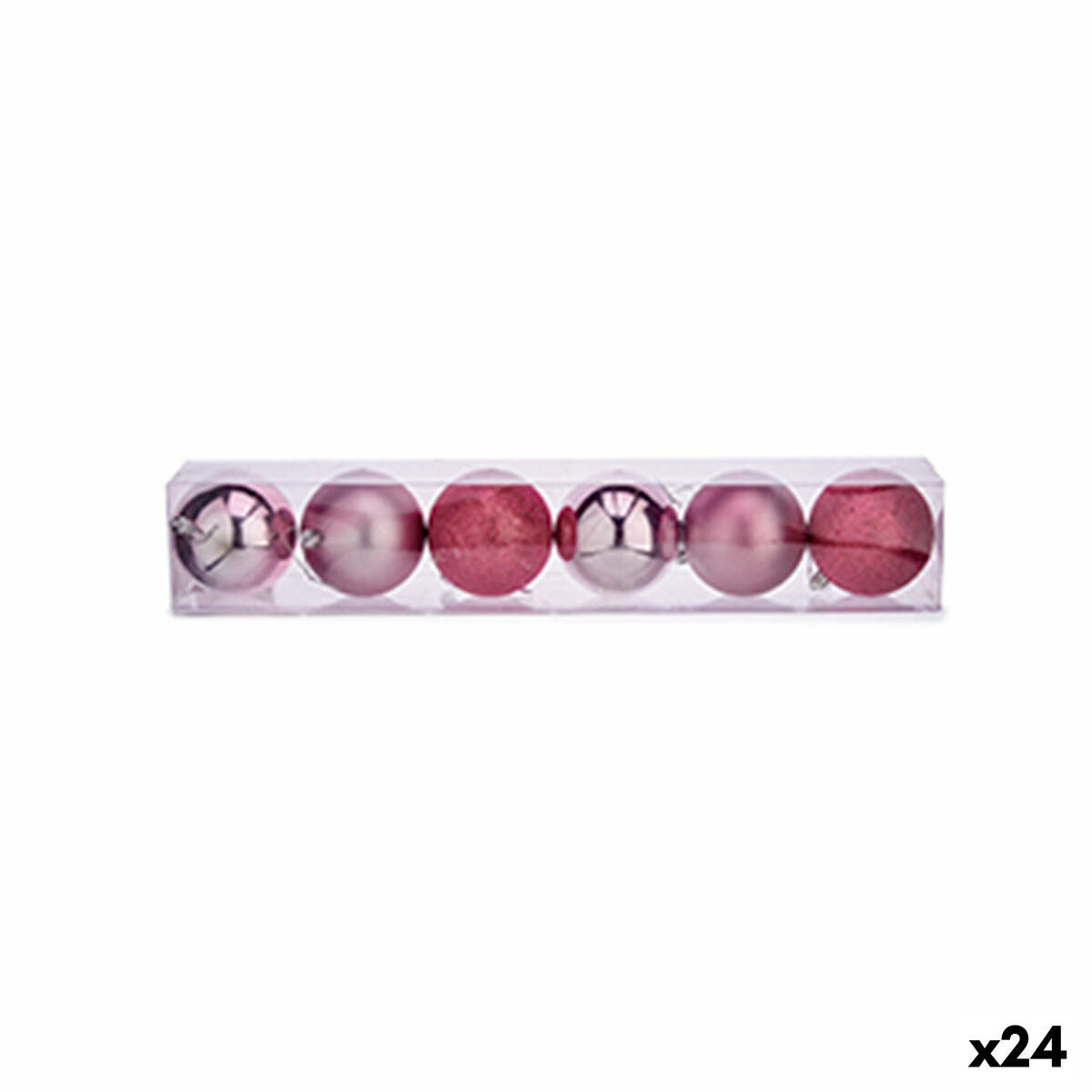 Krist+ 00788 Pink Plastic Christmas Ball Set Ø 8 cm (24 Units)