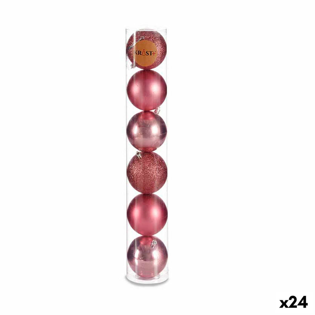 Krist+ 00800 Pink Plastic Christmas Ball Set (24 Units)