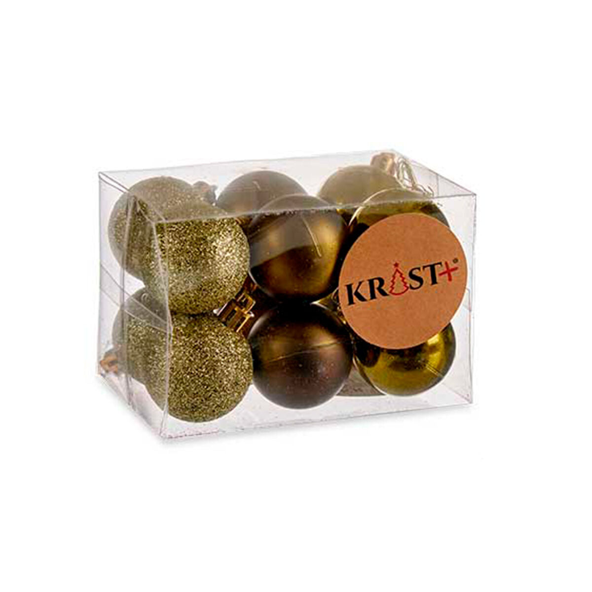 Set of 12 Green Plastic Christmas Balls, 4 x 5 x 4 cm