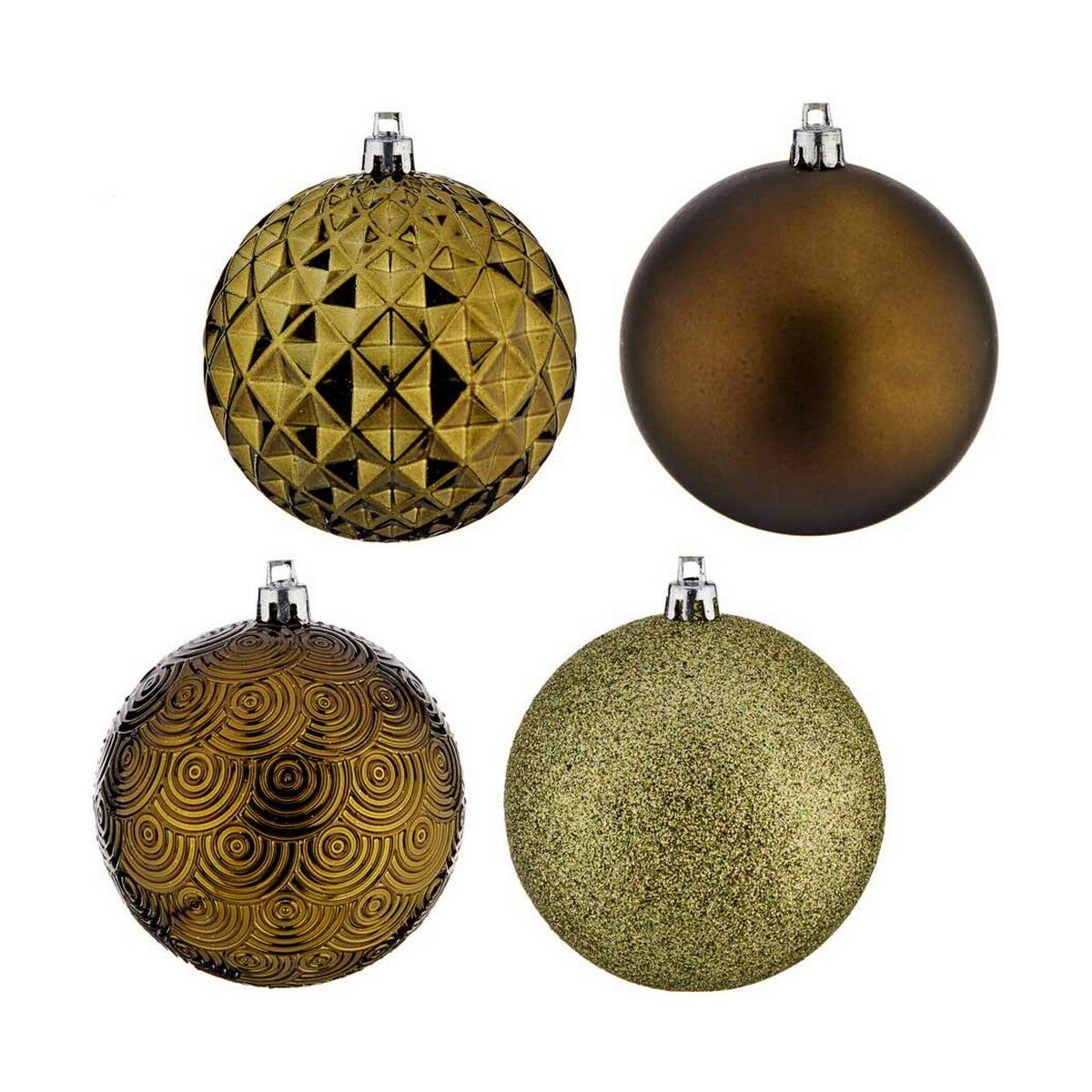 Set of Green PVC Christmas Balls 8 x 8.5 x 8 cm (4 Units)