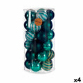 Set of 4 Blue PVC Christmas Balls, 8 x 9 x 8 cm