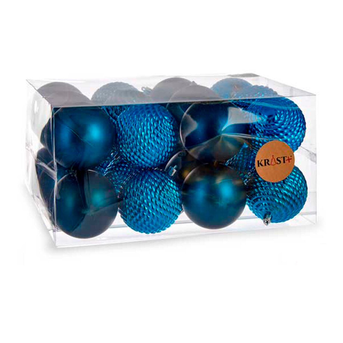 Krist+ 00927 Blue Plastic Christmas Ball Set Ø 8 cm (6 Units)