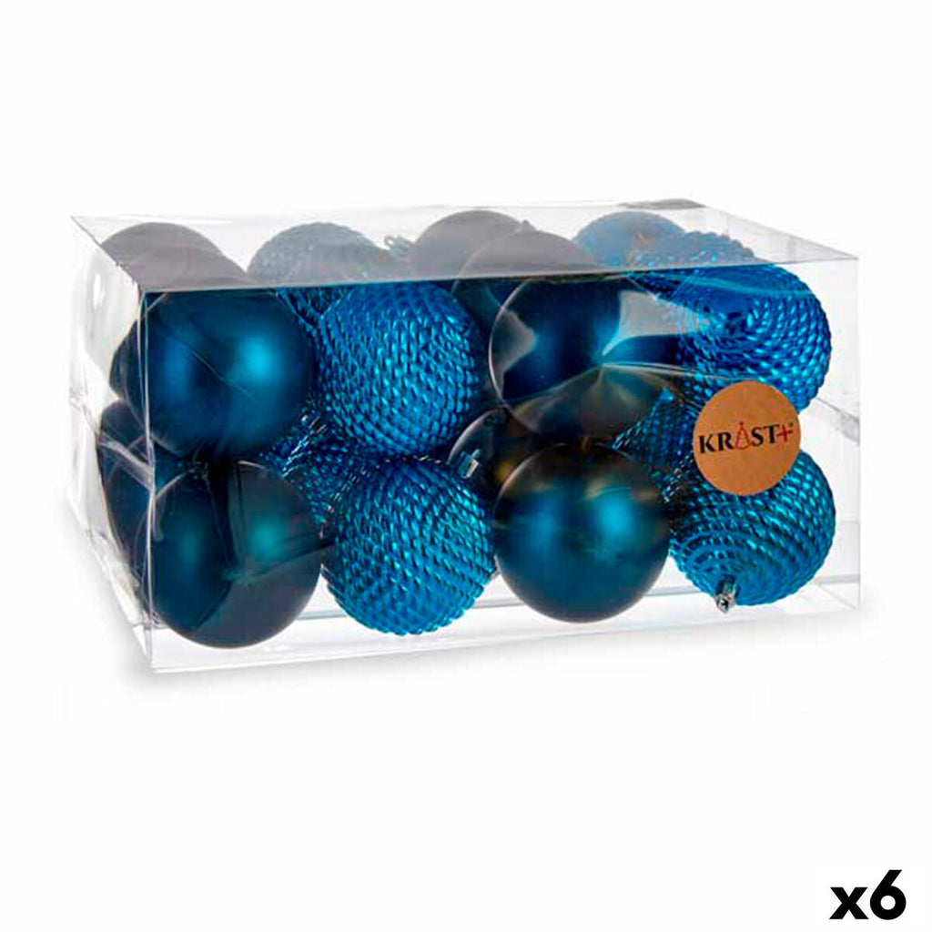 Krist+ 00927 Blue Plastic Christmas Ball Set Ø 8 cm (6 Units)