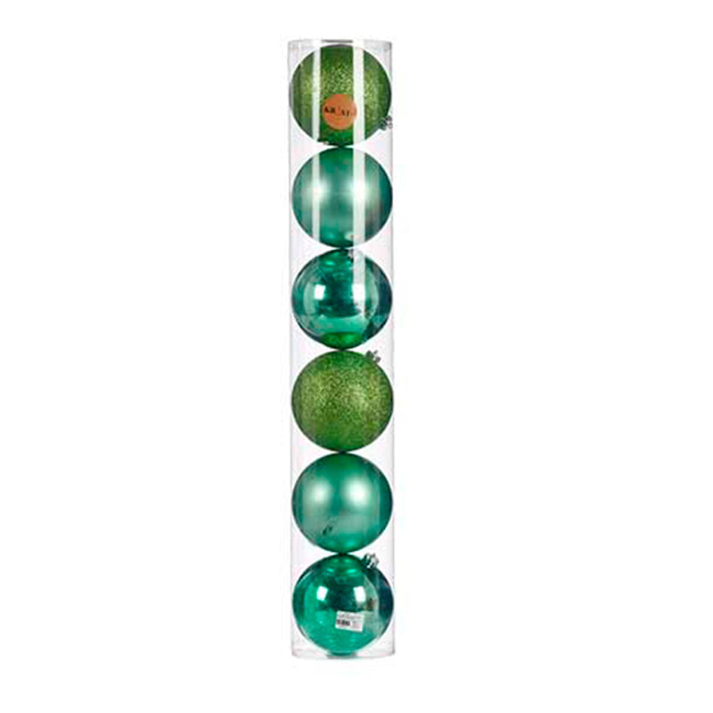 Krist+ 00803 Green Plastic Christmas Ball Set, 6 Pieces (4 Units)