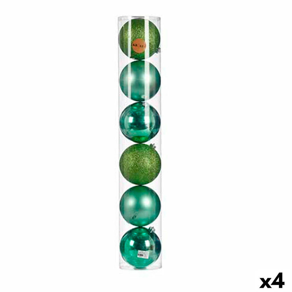 Krist+ 00803 Green Plastic Christmas Ball Set, 6 Pieces (4 Units)