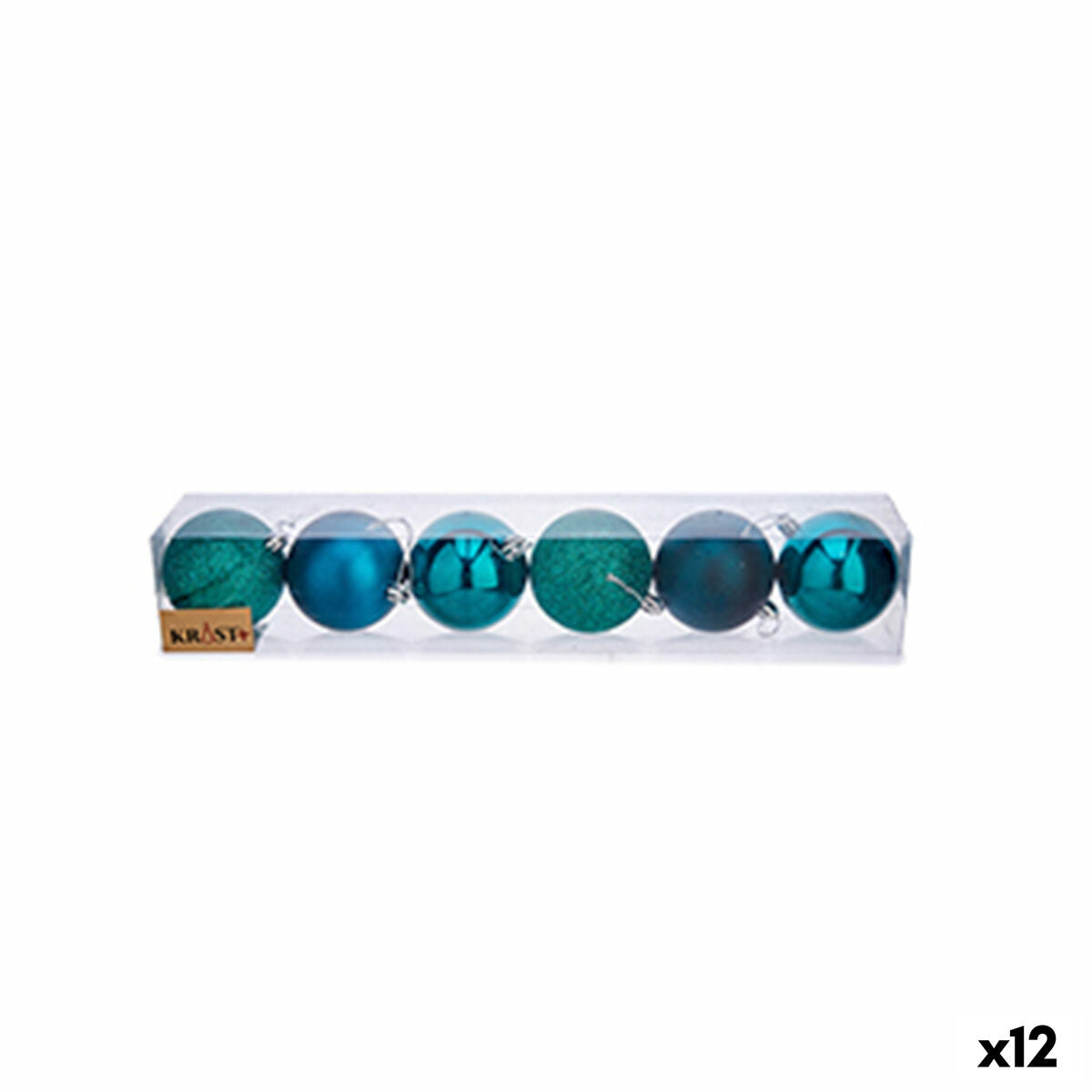 Krist+ 00831 Blue Plastic Christmas Ball Set Ø 7 cm (12 Units)