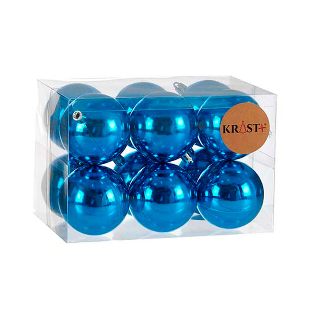Set of Christmas balls Krist+ K1912476-1 Blue Plastic Ø 7 cm (12 Units)