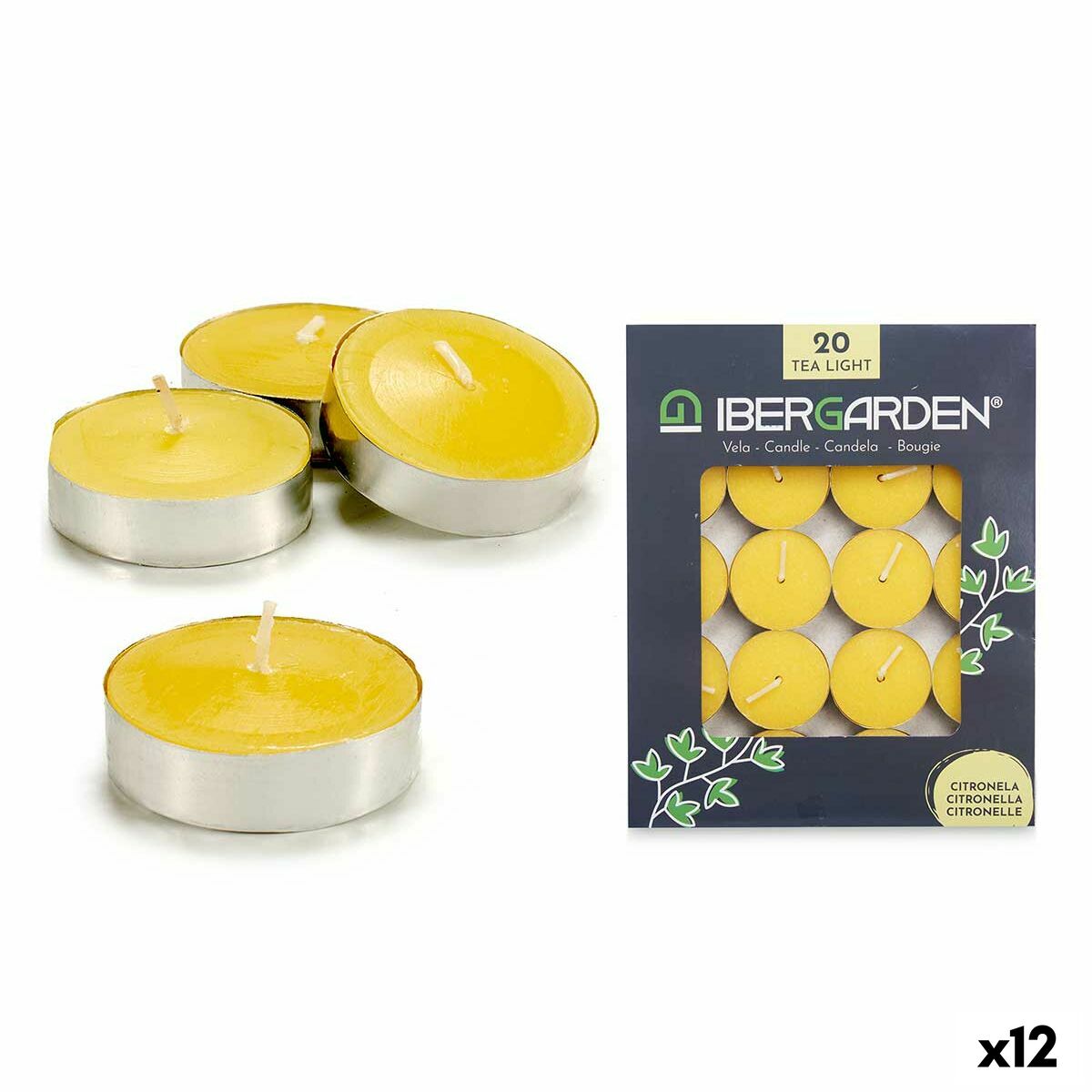 Conjunto de Velas Ibergarden HL-1020BXIT Amarelo Cera Citronela (12 Unidades) (24 Unidades)