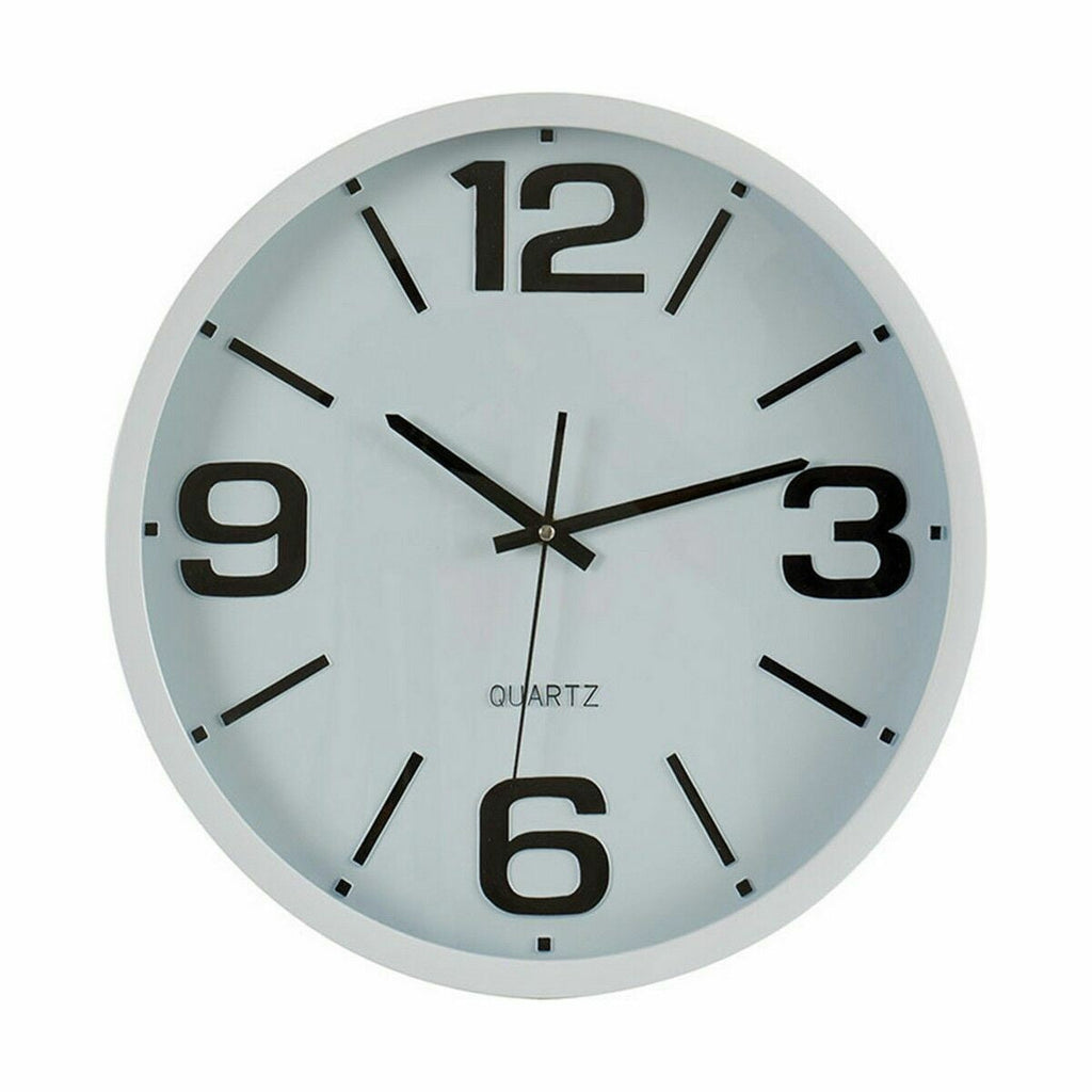 Reloj de pared de plástico cristal blanco y negro 40 x 5 x 40 cm (6 unidades)