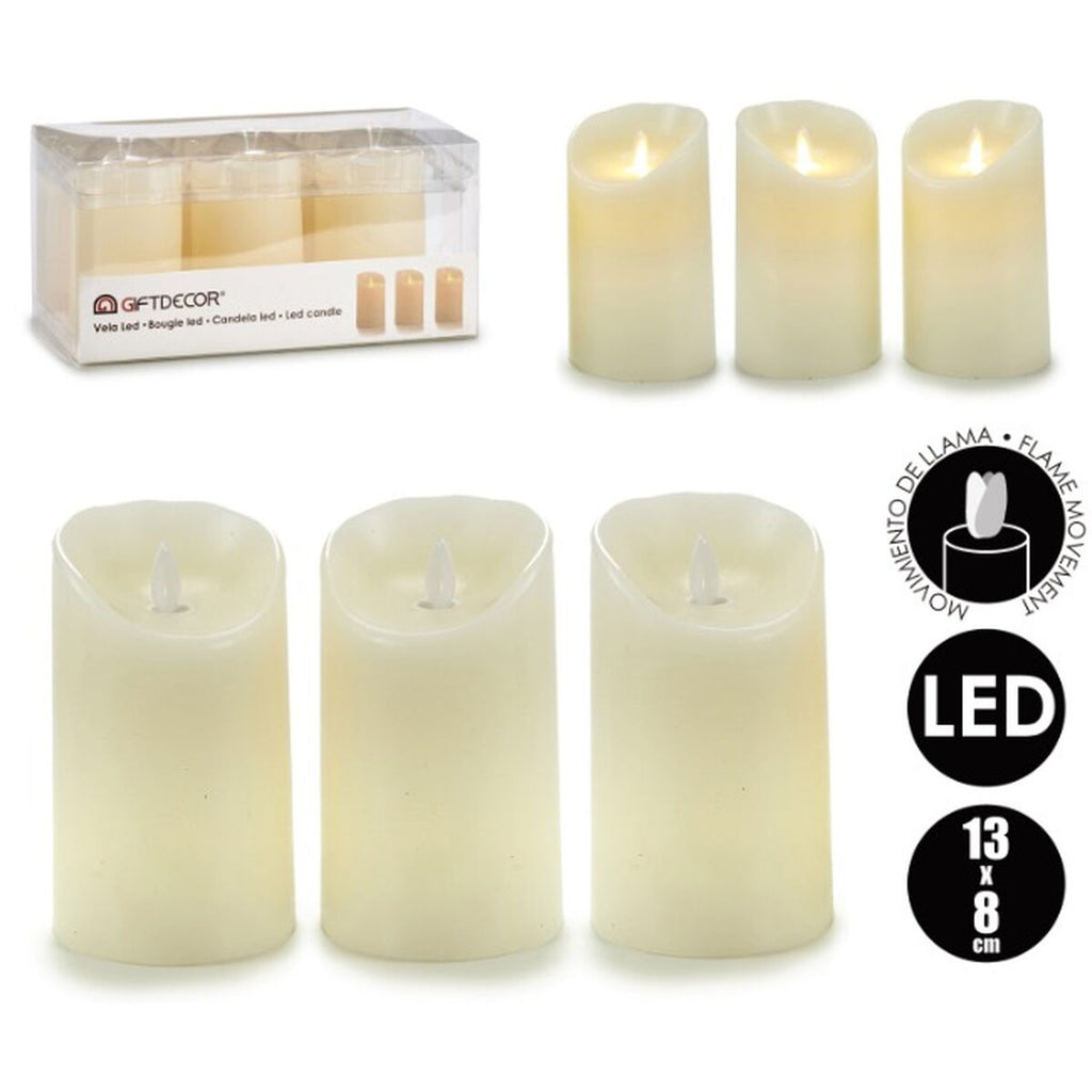 Conjunto de Velas Oscilante LED Creme 8 x 13 x 8 cm (6 Unidades)