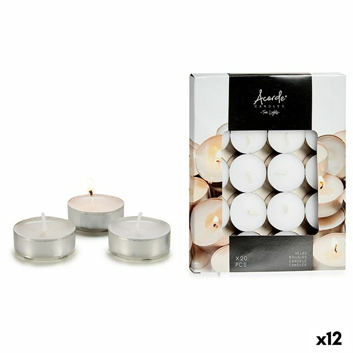 Conjunto de Velas Acorde Branco (12 Unidades)