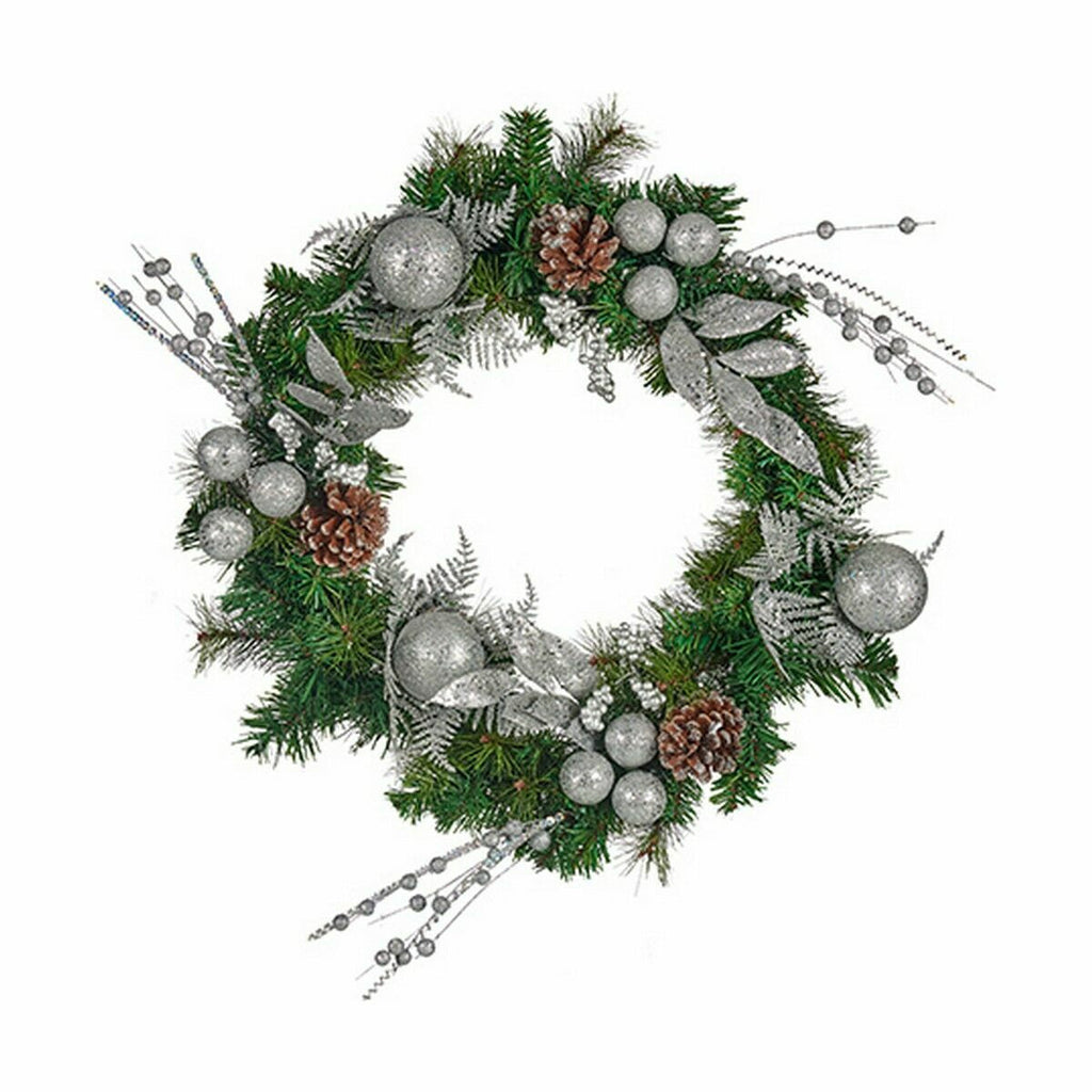 Krist+ K1912698-1 Silver Green Christmas Wreath 60 x 13 x 60 cm (4 Units)