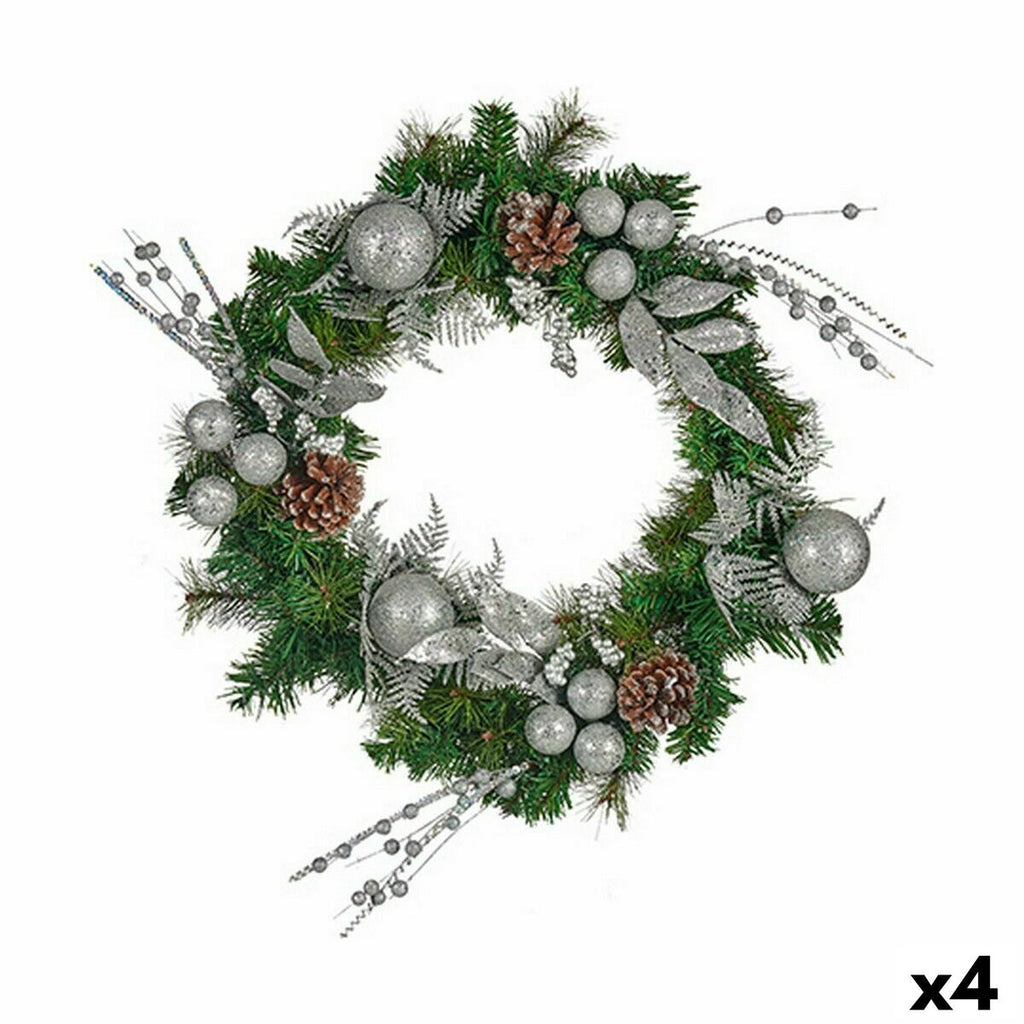 Krist+ K1912698-1 Silver Green Christmas Wreath 60 x 13 x 60 cm (4 Units)
