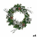 Krist+ K1912698-1 Silver Green Christmas Wreath 60 x 13 x 60 cm (4 Units)