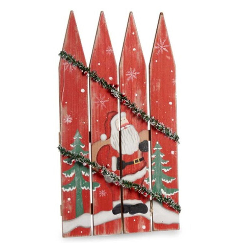 Decoração Suspensa Placa Pai Natal Leve LED Vermelho Plástico Madeira MDF 34,7 x 4 x 60 cm (6 Unidades)