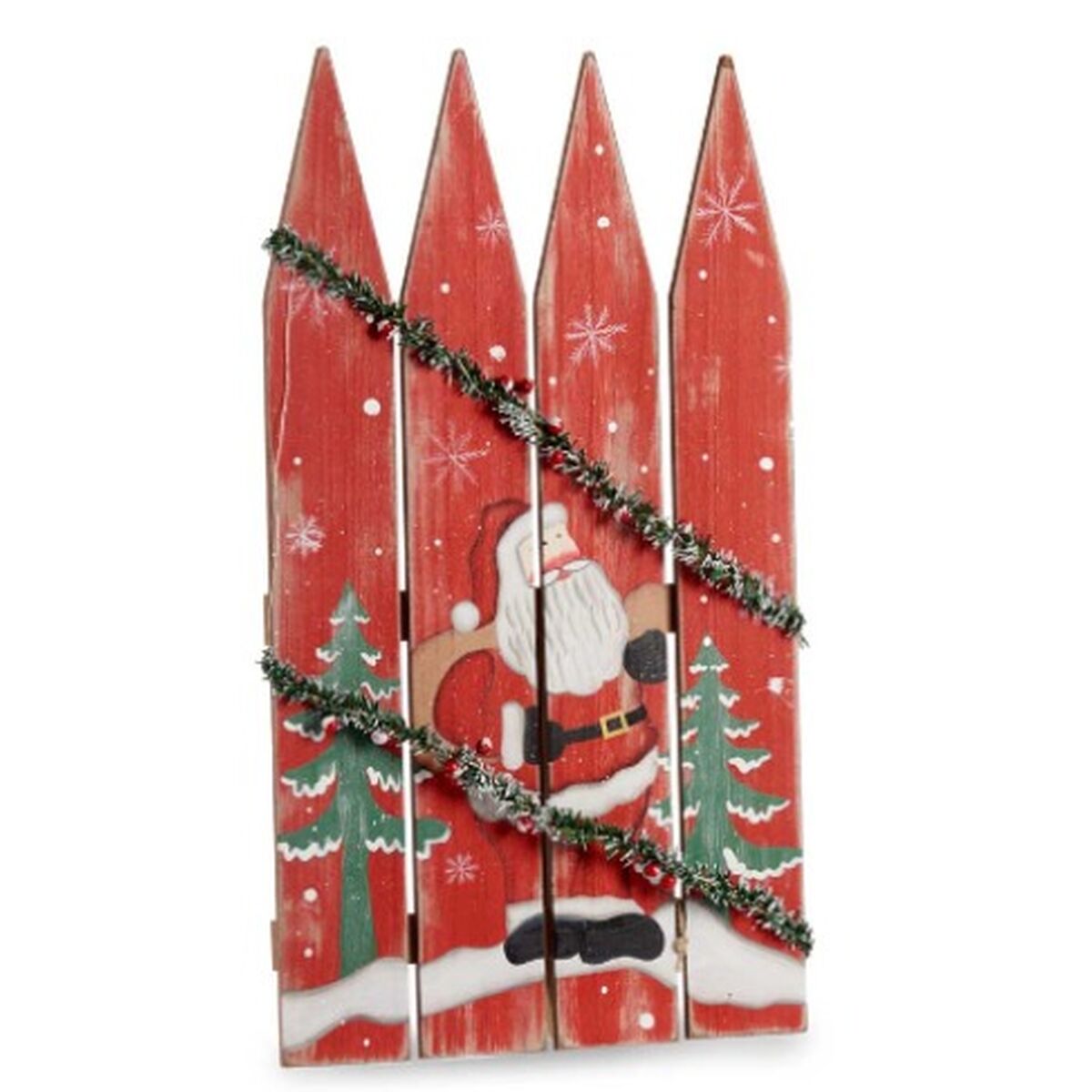 Hanging Decoration Santa Claus Sign Lightweight LED Red Plastic Wood MDF 34.7 x 4 x 60 cm (6 Units)