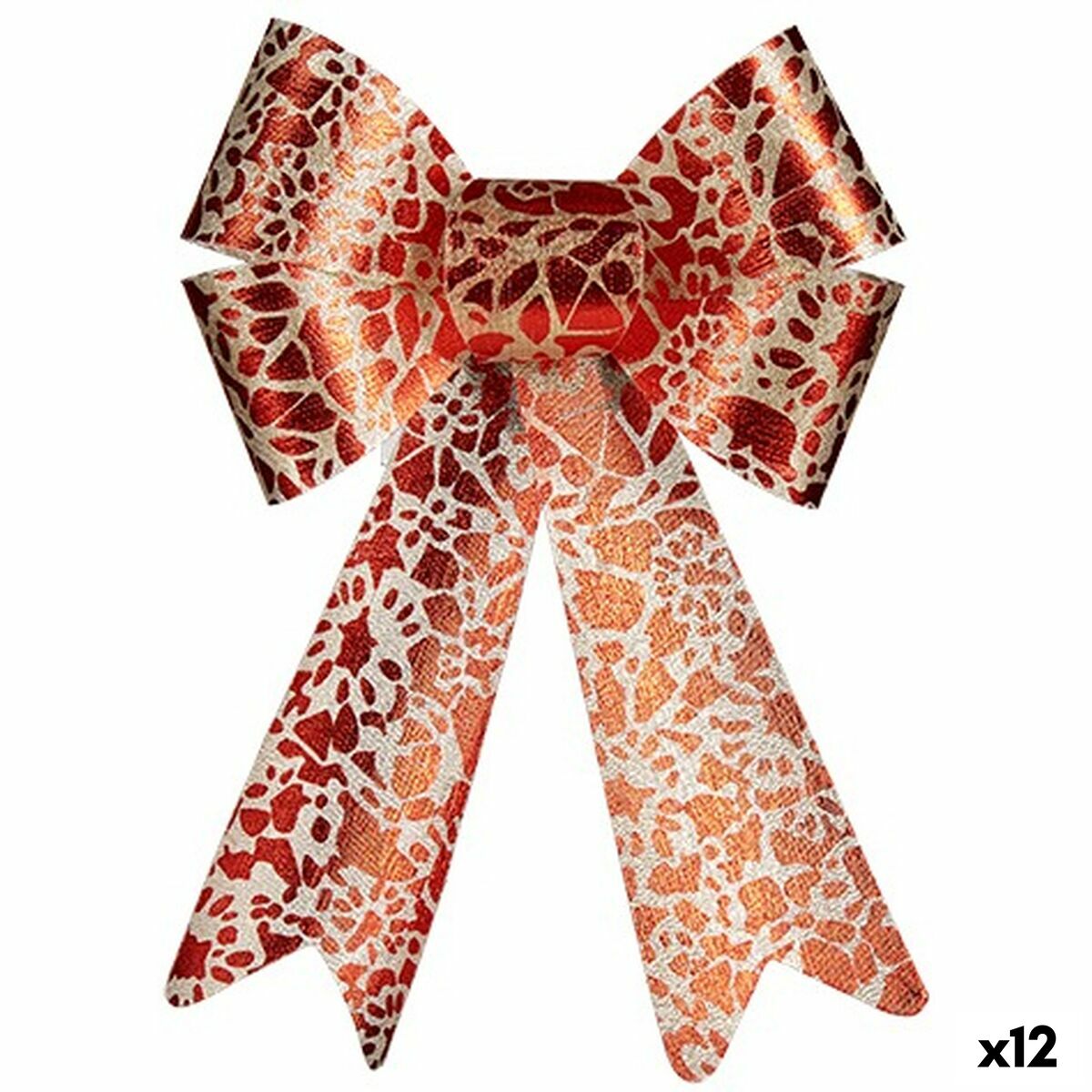 Krist+ HJ1-12007 Red Gold PVC Ribbon 16 x 24 x 4 cm Christmas Ornament (12 Units)