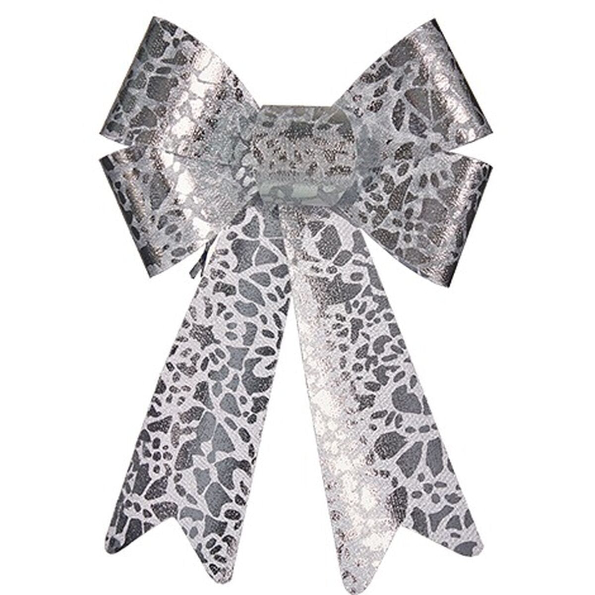Krist+ HJ1-12011 Silver PVC Printed Bow 16 x 24 x 4 cm Christmas Ornament (12 Units)