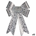 Krist+ HJ1-12011 Silver PVC Printed Bow 16 x 24 x 4 cm Christmas Ornament (12 Units)