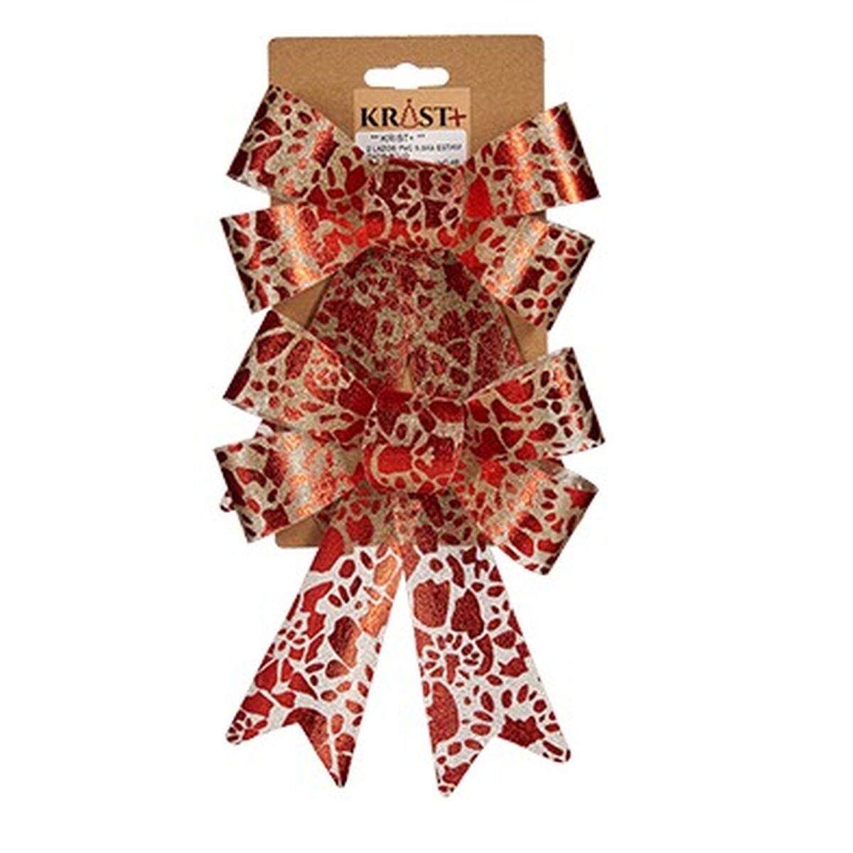 Krist+ HJ1-12007 Red Gold Printed PVC Ribbon 15 x 4 x 16 cm Christmas Ornament (12 Units)