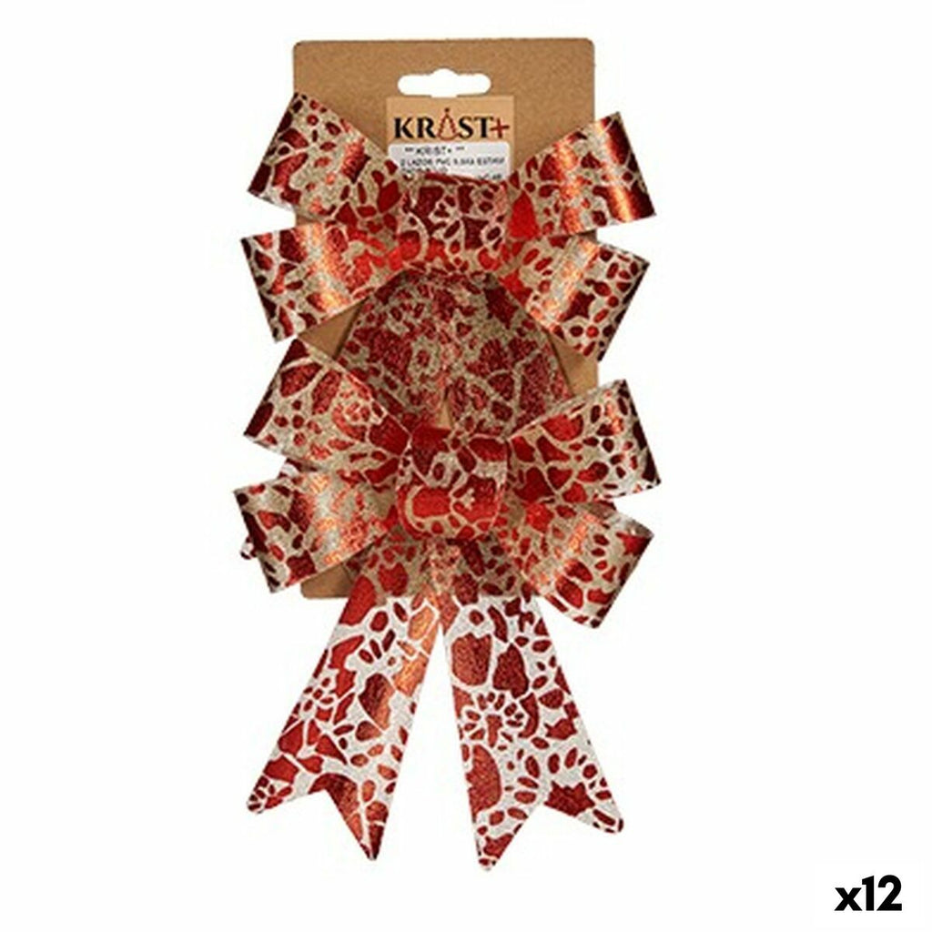 Krist+ HJ1-12007 Red Gold Printed PVC Ribbon 15 x 4 x 16 cm Christmas Ornament (12 Units)