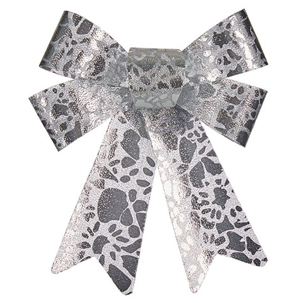 Krist+ HJ1-12011 Silver PVC Printed Bow 15 x 4 x 16 cm Christmas Ornament (12 Units)