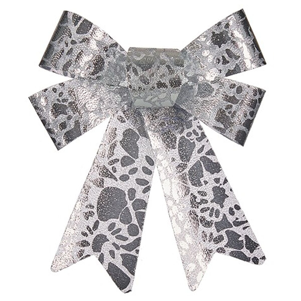 Krist+ HJ1-12011 Silver PVC Printed Bow 15 x 4 x 16 cm Christmas Ornament (12 Units)