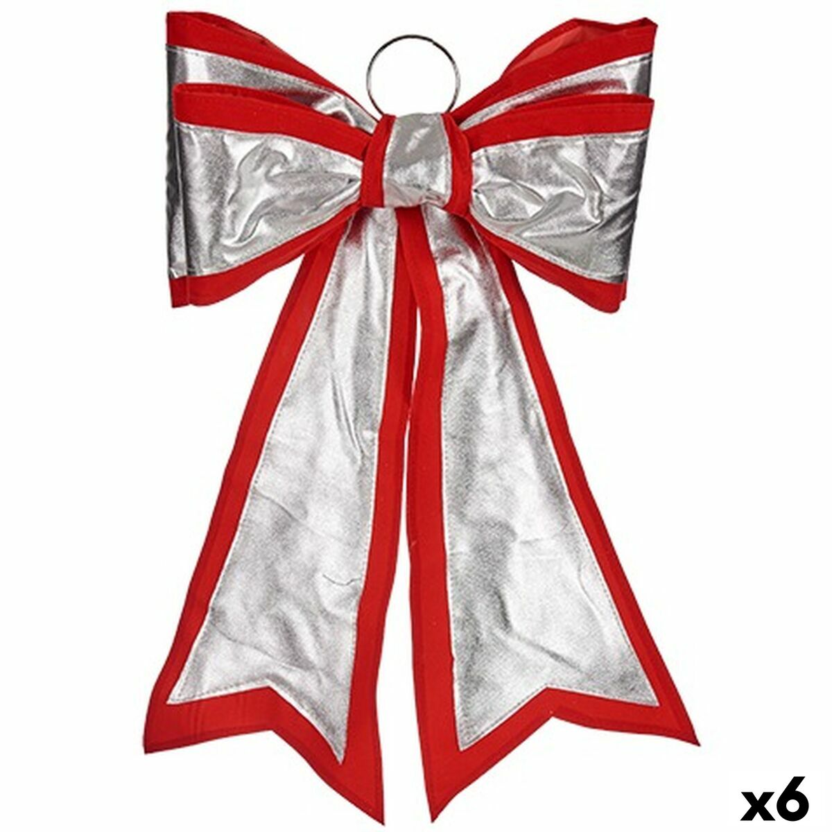 Krist+ HJ1-12073 Red Silver PVC Ribbon 40 x 60 cm Christmas Ornament (6 Units)