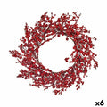 Red Plastic Christmas Wreath 48 x 10 x 48 cm (6 Units)