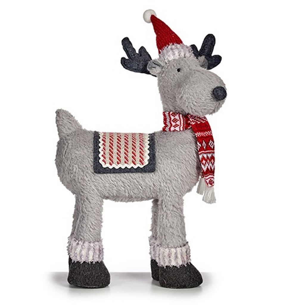 Decorative Christmas Reindeer Figure, Red and Gray, 22 x 47 x 45 cm (4 Units)