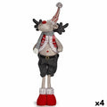 Decorative Christmas Reindeer Figure, Red Gray, Polyester, 13 x 65 x 18 cm (4 Units)