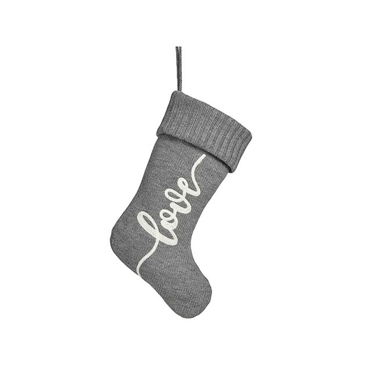 Christmas Ornament Love Christmas Stocking Gray Fabric 28 x 4 x 46 cm (12 Units)