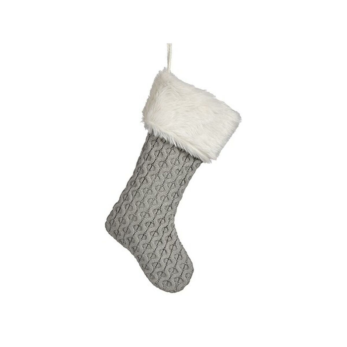 Christmas Stocking Ornament, Gray Fabric, 28 x 4 x 46 cm (12 Units)