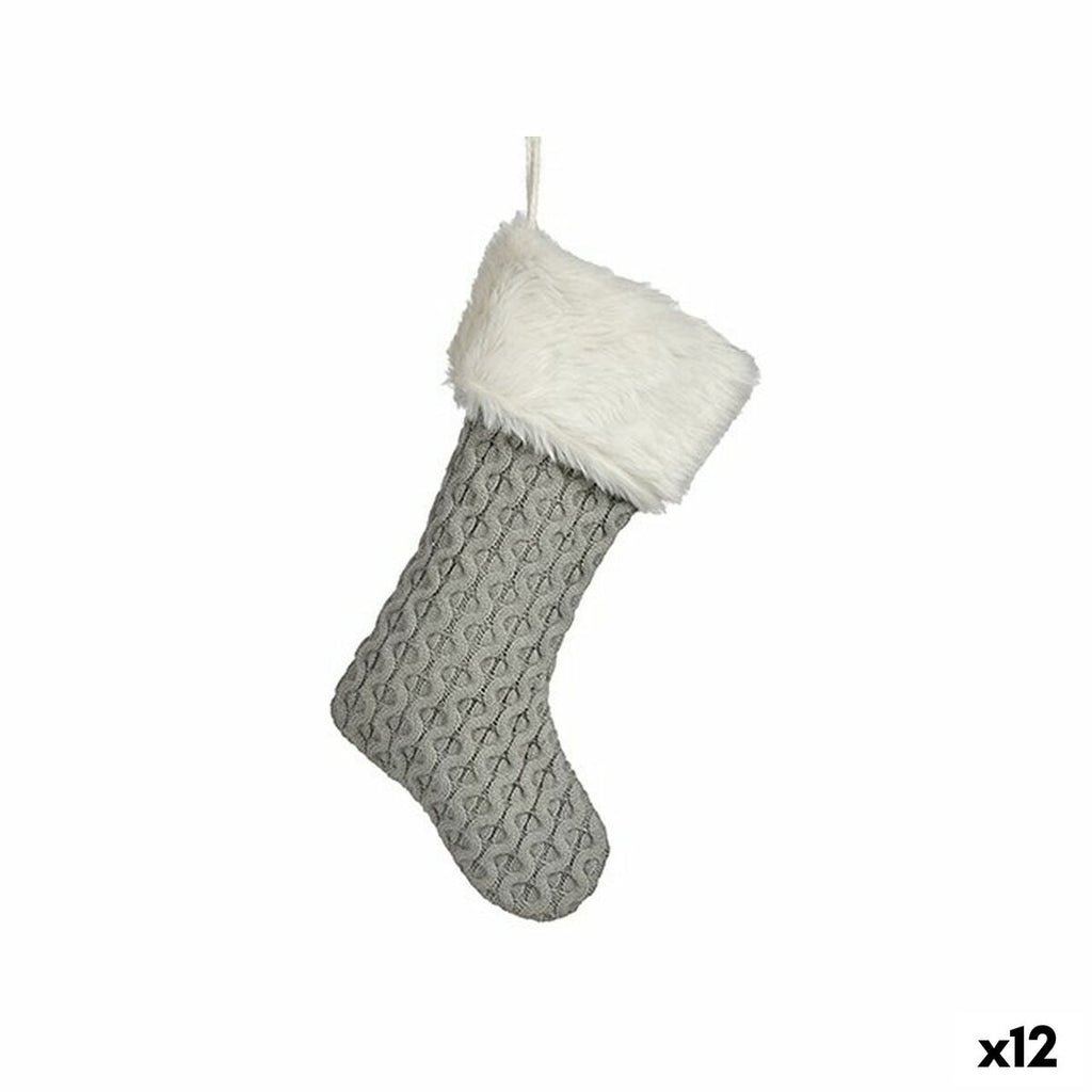 Christmas Stocking Ornament, Gray Fabric, 28 x 4 x 46 cm (12 Units)