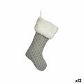 Christmas Stocking Ornament, Gray Fabric, 28 x 4 x 46 cm (12 Units)