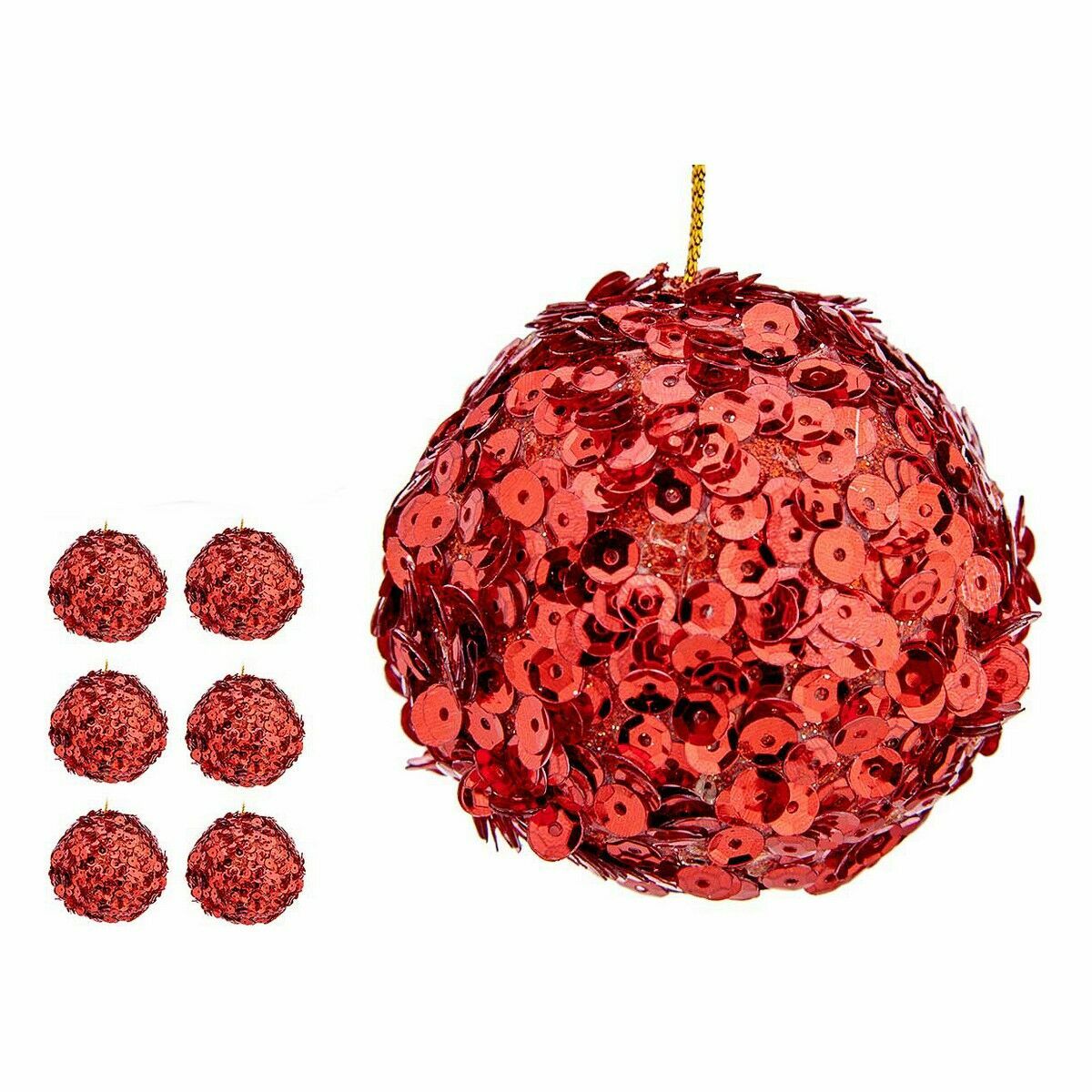Krist+ 79545 Red Plastic Sequin Christmas Ball Set (8 Units)