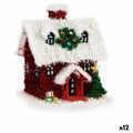 Decorative House Ornament, Sparkling, White and Red, Polypropylene PET, 19 x 24.5 x 19 cm (12 Units)