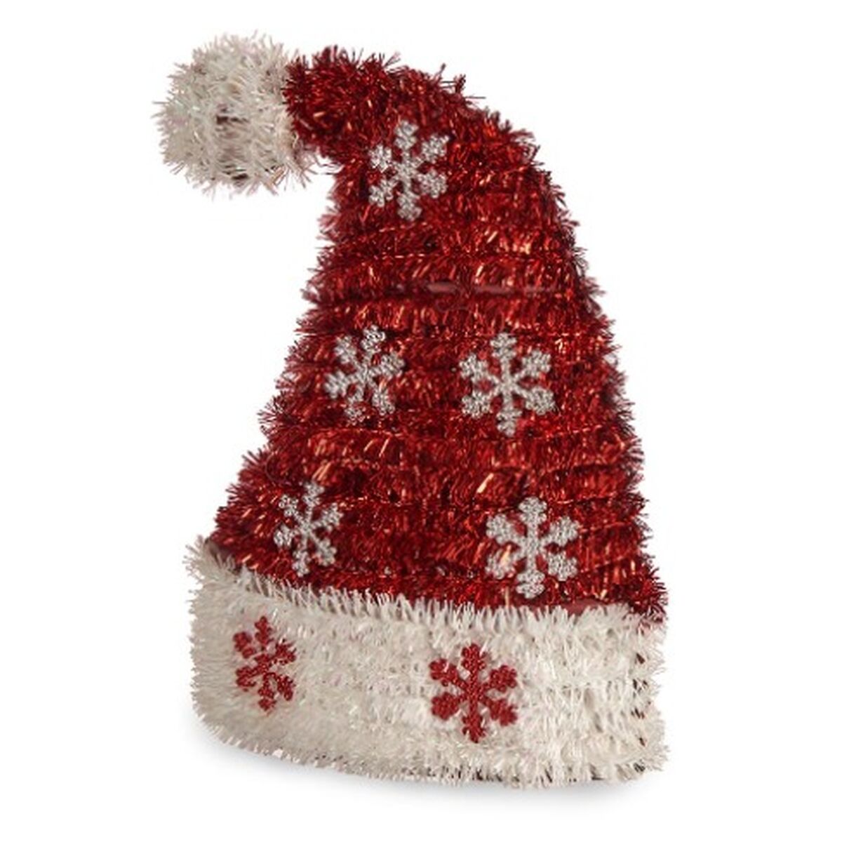 Decorative Santa Claus Hat Ornament, Sparkling White and Red, Polypropylene PET, 17 x 23 x 9.5 cm (12 Units)