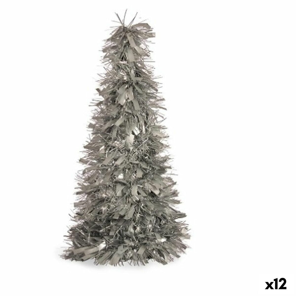 Decorative Christmas Tree Ornament, Sparkling Silver, Polypropylene PET, 27 x 45.5 x 27 cm (12 Units)