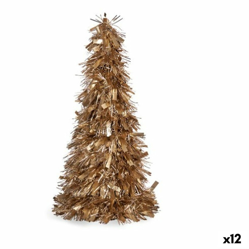 Decorative Christmas Tree Ornament, Sparkling Gold, Polypropylene PET, 27 x 45.5 x 27 cm (12 Units)